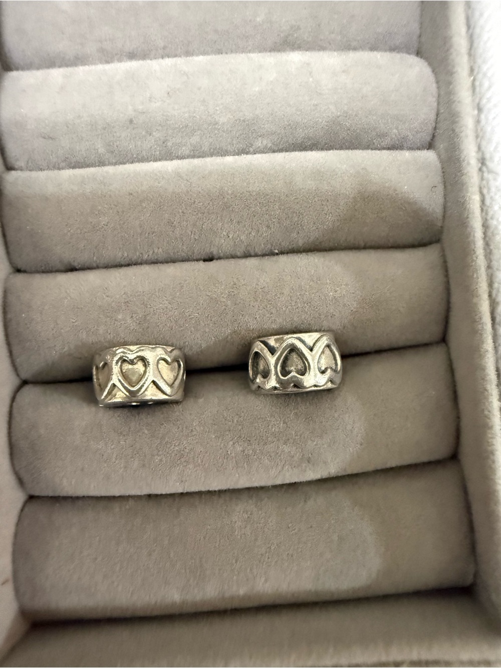 Pandora Silver Heart Motif Clips Set of 2